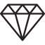 Stylish diamond-shaped icon in black outline on a white background