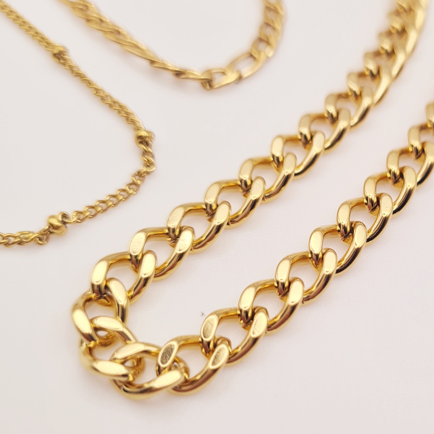 Chunky gold chain bracelet, 18K plated, adjustable, waterproof, tarnish-free by Forge and Lumber.