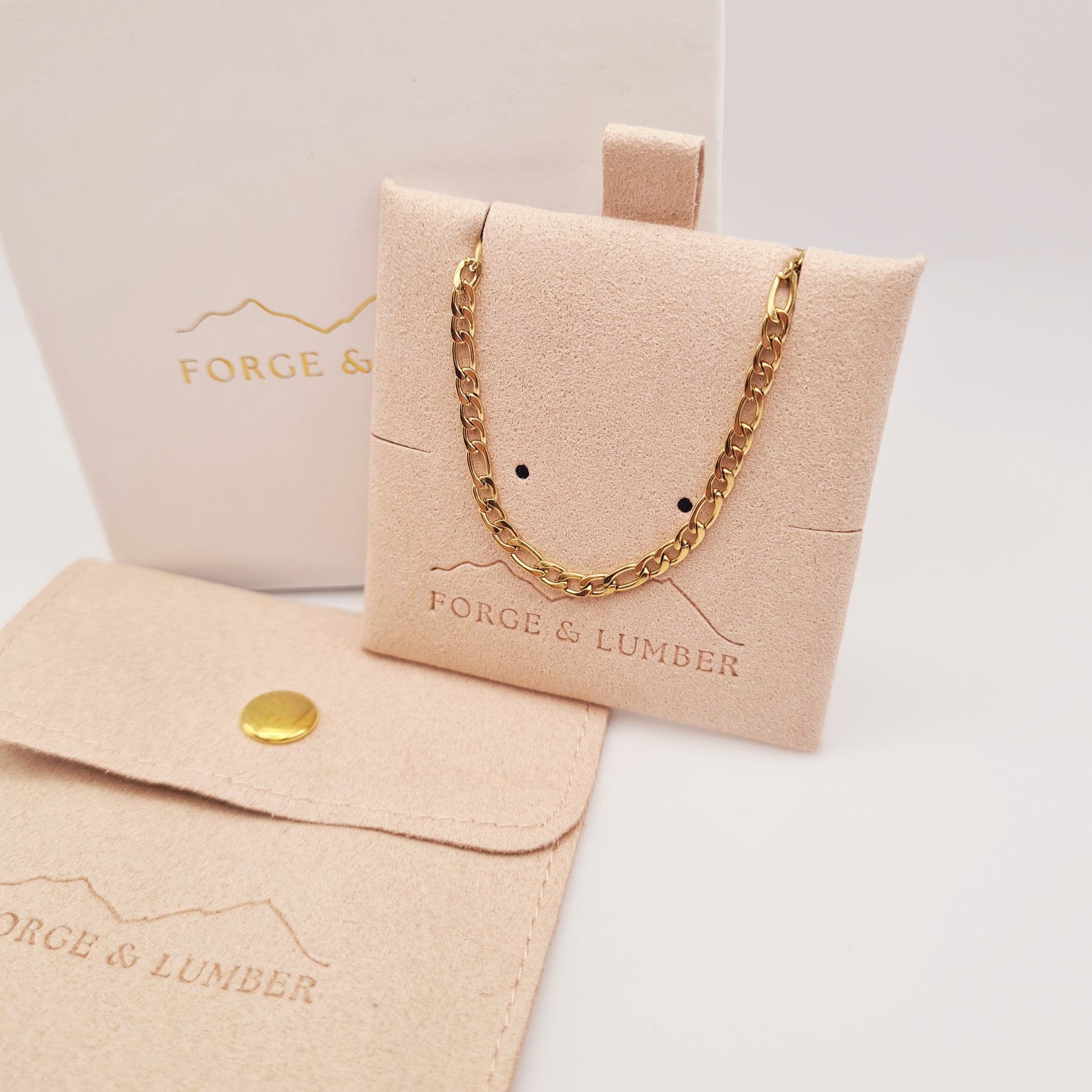Dainty gold chain necklace, 18K plated, tarnish-free, waterproof, 40cm adjustable length by Forge and Lumber.