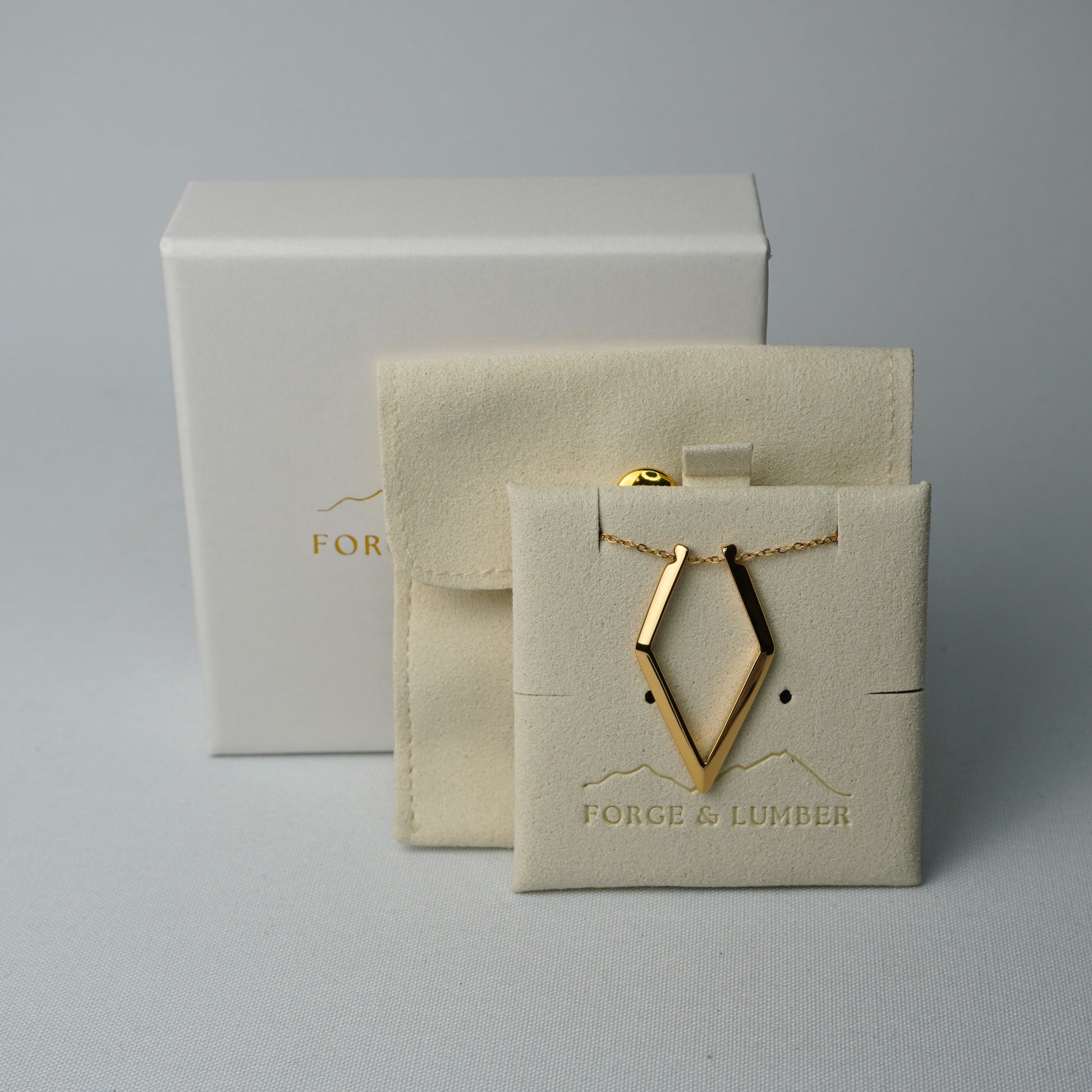 18K gold plated ring holder necklace with adjustable chain, tarnish-free design by Forge and Lumber