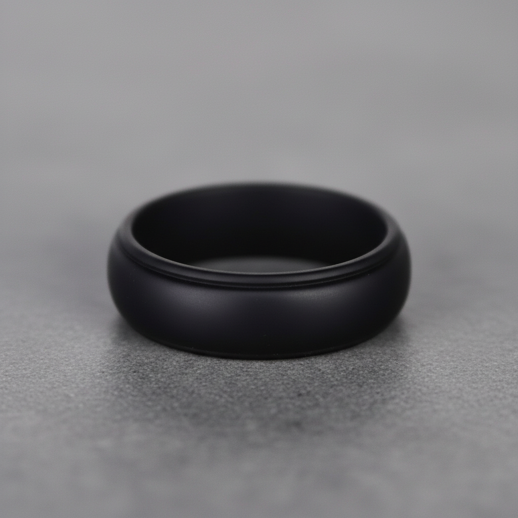 Black Silicone Wedding Ring 8mm - Durable Athletic Band