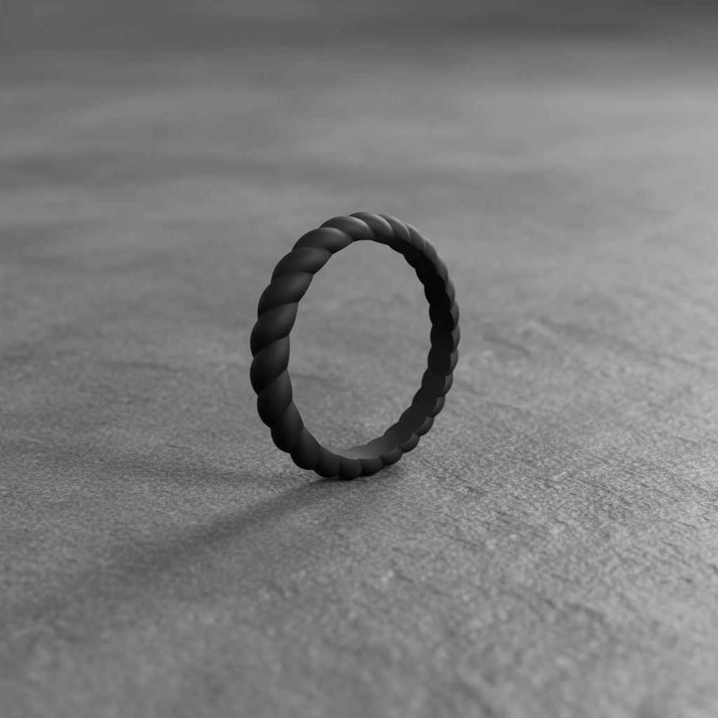 Braided Silicone Ring 3mm Black Stackable Wedding Band