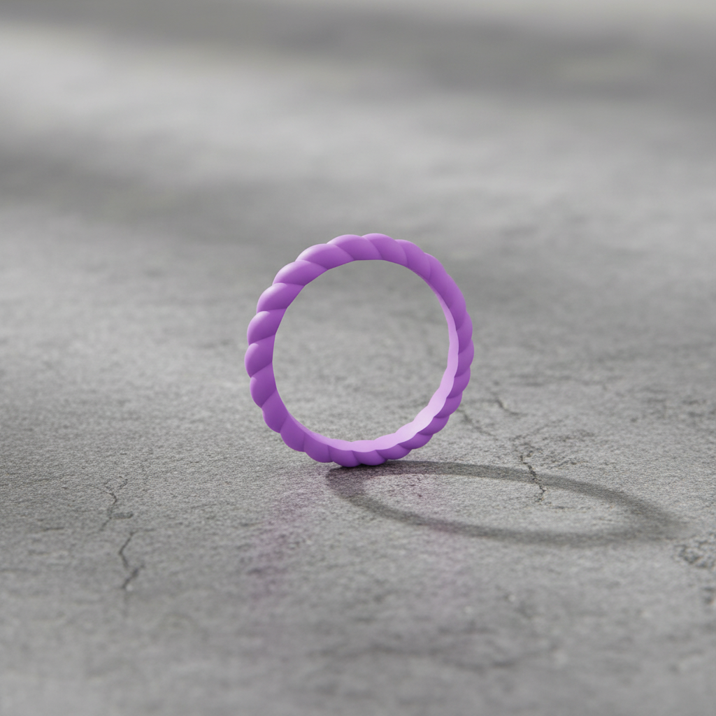 Braided Silicone Ring 3mm Stackable - Pearlescent Purple