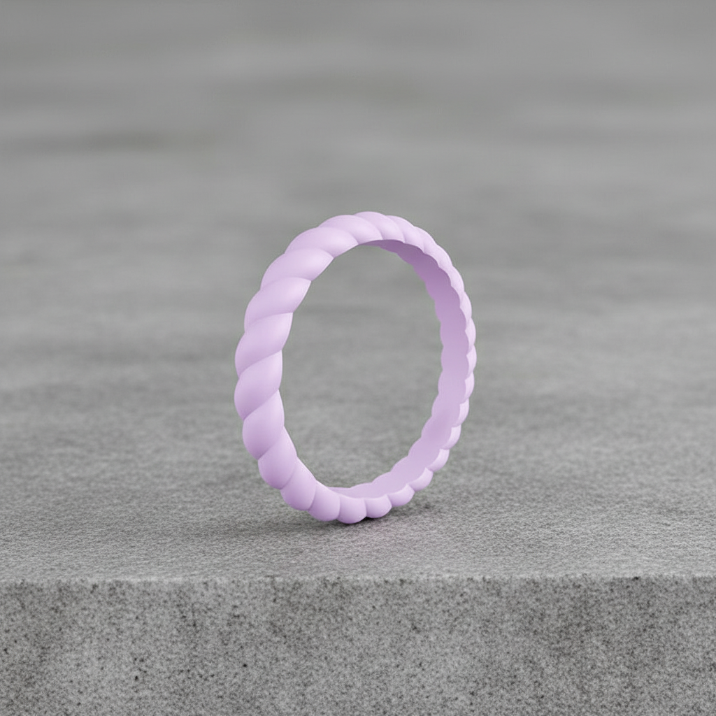 Braided Stackable Silicone Ring 3mm - Blossom Pink