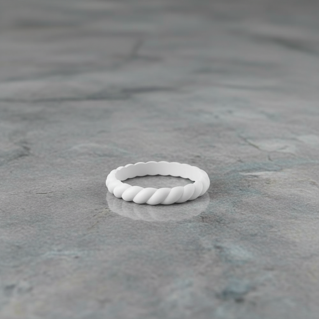 Braided Stackable Silicone Ring 3mm Classic White