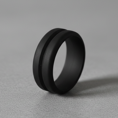 Forge and Lumber Black Silicone Ring - 8mm Groove Wedding Band