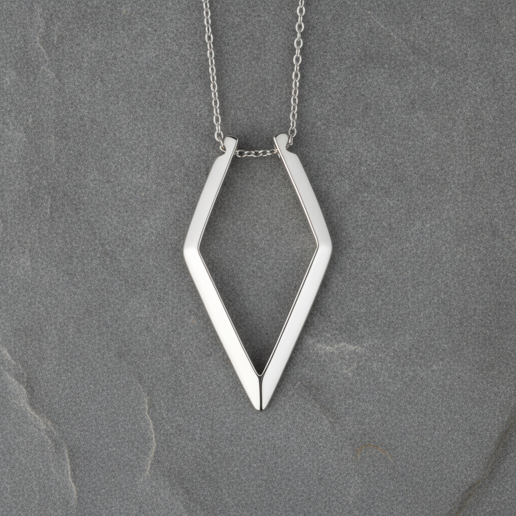 Ring holder necklace shown close up