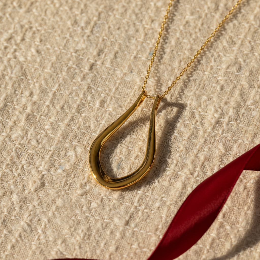 The Abalone necklace: Forge and Lumber 18k gold plated pendant.