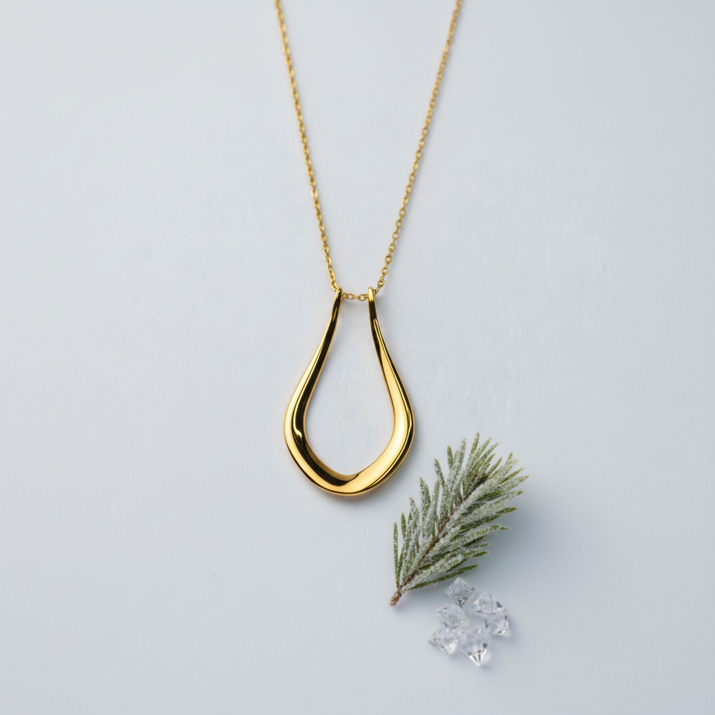 The Abalone necklace: Forge and Lumber 18k gold plated pendant.