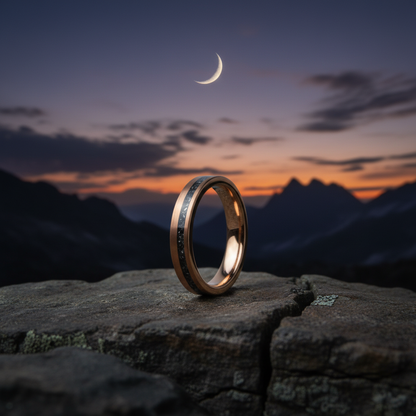 The Apollo 4mm ring by Forge and Lumber: A close up product shot.