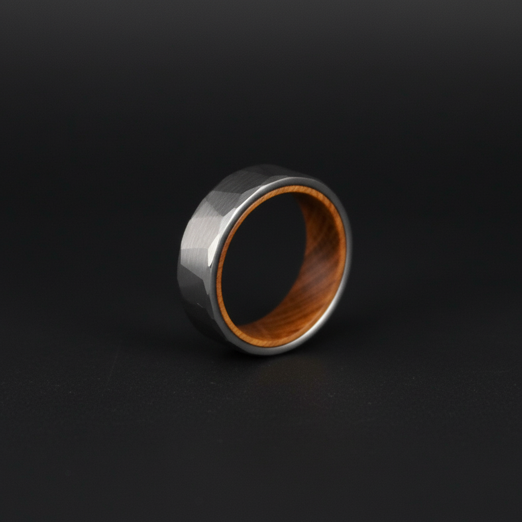 The Cask barrel-inspired ring by Forge and Lumber.