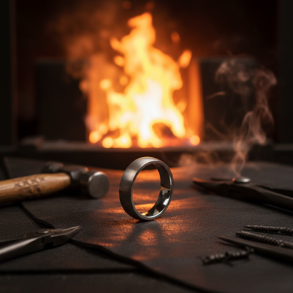 The Claymore ring by Forge and Lumber: 6mm titanium band.
