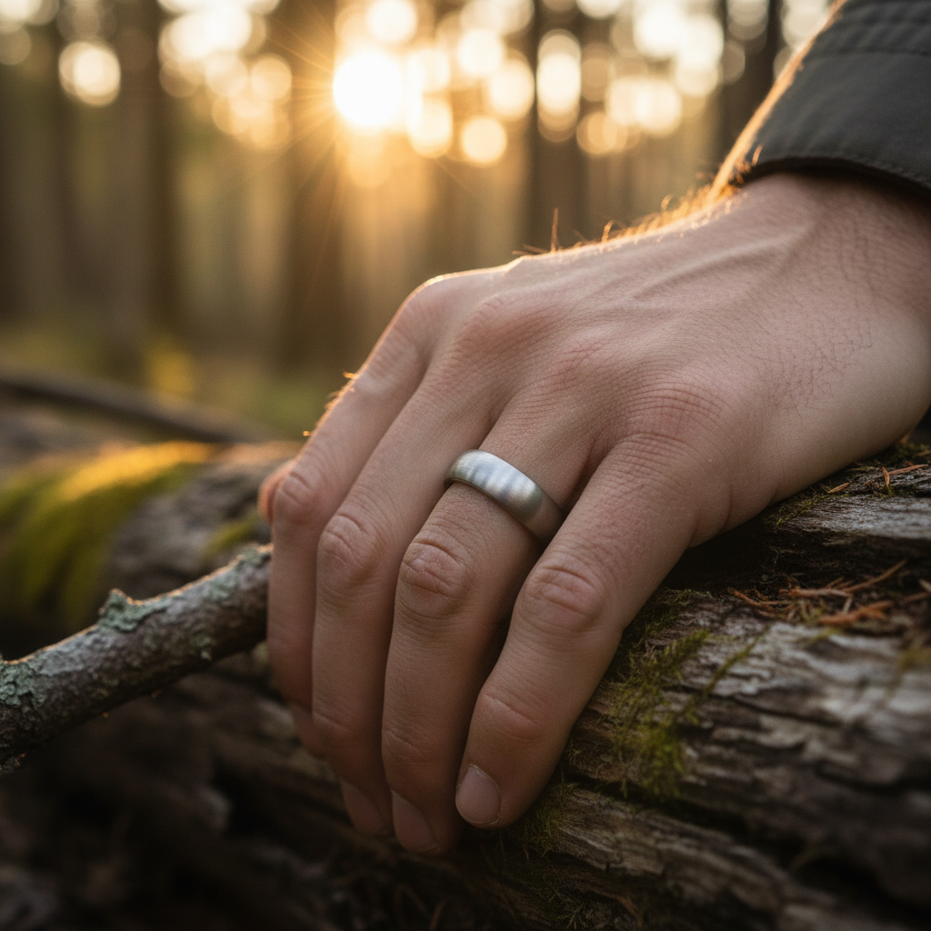The Claymore ring: Forge & Lumber 6mm titanium band.