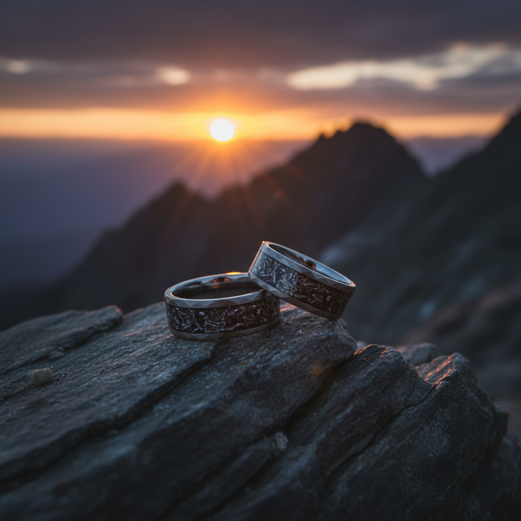 The Comet ring: Forge & Lumber alternative metal wedding band.