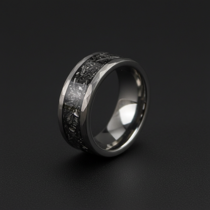 The Comet ring by Forge and Lumber. 8mm alternative metal wedding band.