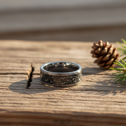 The Comet ring by Forge and Lumber: alternative metal 8mm wedding band.