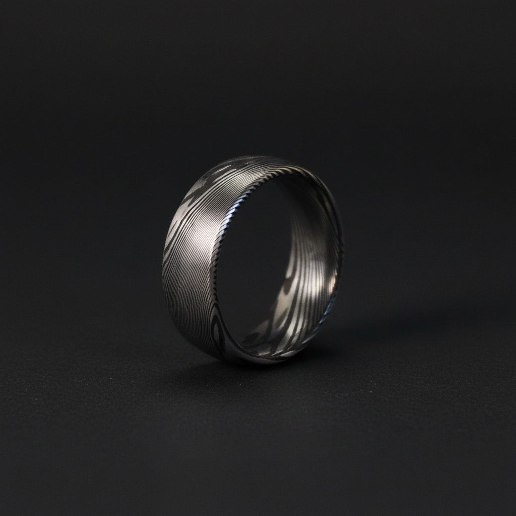 The Crucible ring: Forge and Lumber 8mm bevelled artisan ring.
