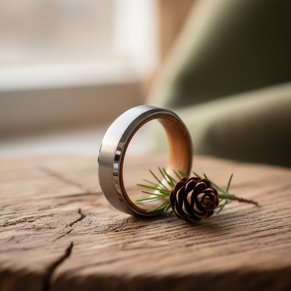 The Glencairn 6mm ring by Forge and Lumber. Aerospace grade tungsten band.