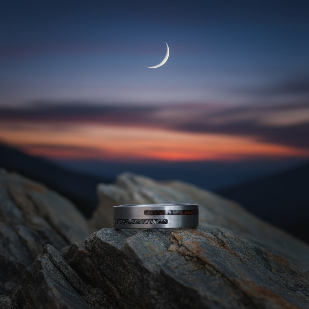 Forge and Lumber The Impact 6mm ring. Professional product photo of a men's 6mm band.