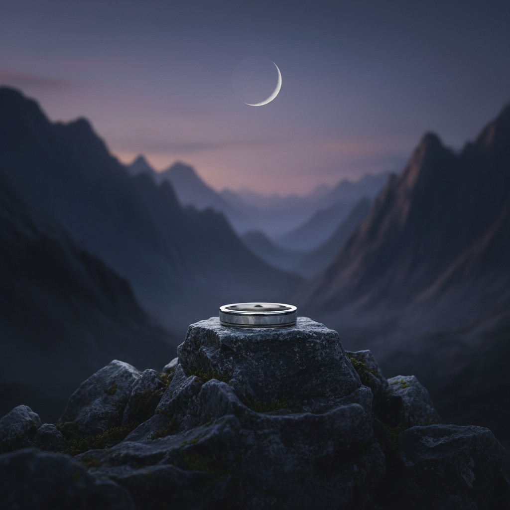The Theia: Forge and Lumber 4mm titanium ring.