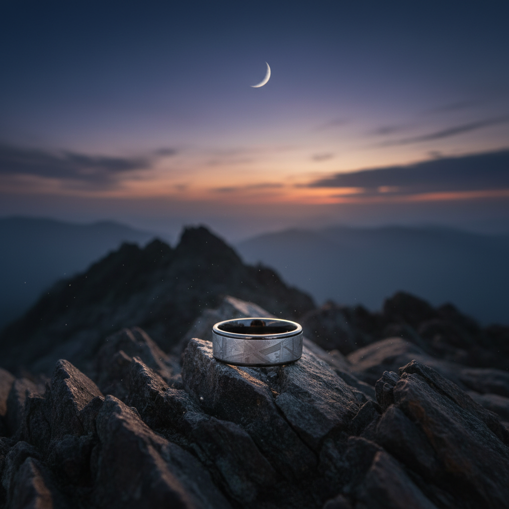 The Titan Black Zirconium ring by Forge & Lumber. Durable 8mm band.