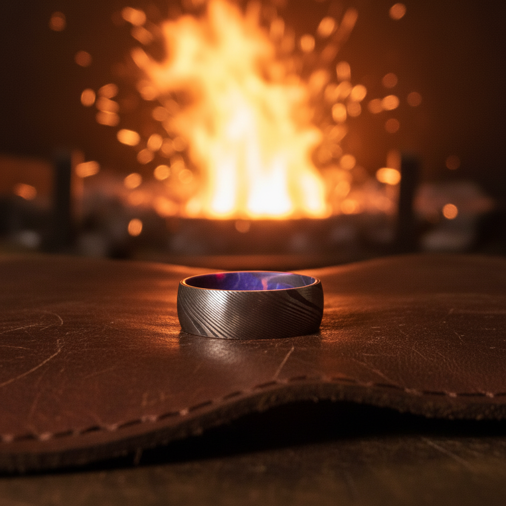 The Wootz Damascus steel product by Forge and Lumber. Artisan detail.