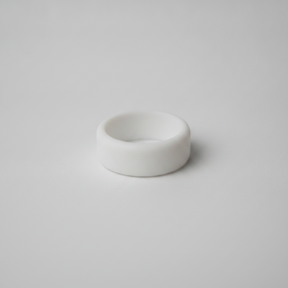 White Beveled Silicone Wedding Ring 8mm - Athletic Work Safe Band